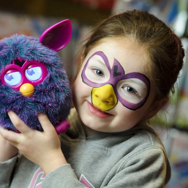 furby 043  © Licensed to simonjacobs.com. 23/09/2012 London, UK.  Megan Lomax 4, is one of the first to meet the brand new interactive Furby at Hamley's toy store, Regent Street , London. The adorable plush Furby is set to be the must have toy for this Christmas and goes on sale nationwide from Monday 24th September.Photo credit : Simon Jacobs. Free Editorial and PR usage.