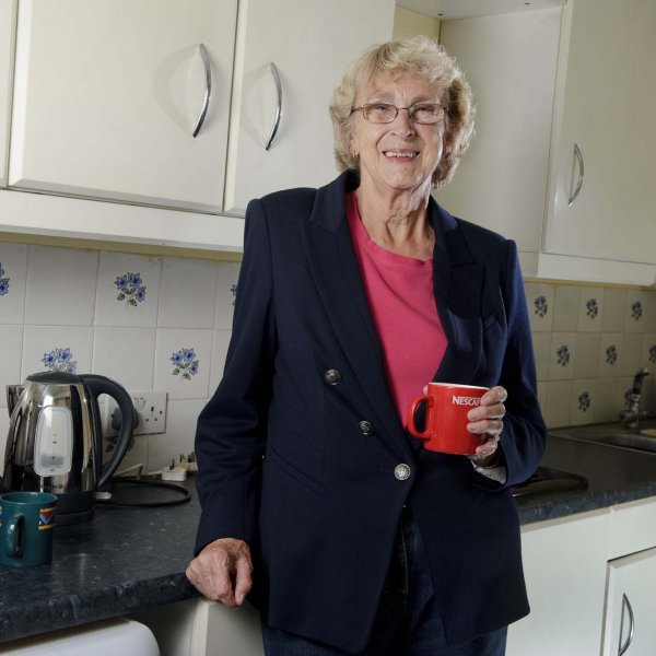 joan 005  © Licensed to simonjacobs.com. 06/09/2011. Borehamwood, UK. Joan Dorrington, Affinity Sutton resident in her home at 25 Baker Court, Shenley Road, Borehamwood, Herts.Picture: Simon Jacobs